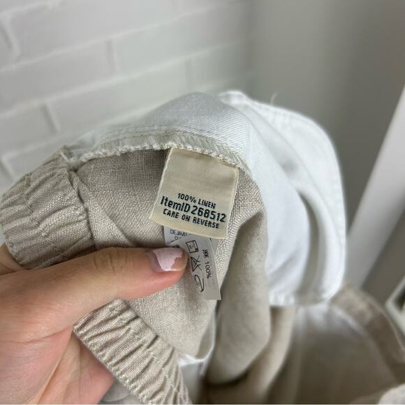 L.L.Bean Neutral Cream Tan 100% Linen Classic Fit Pants Size 18 - Picture 2 of 10